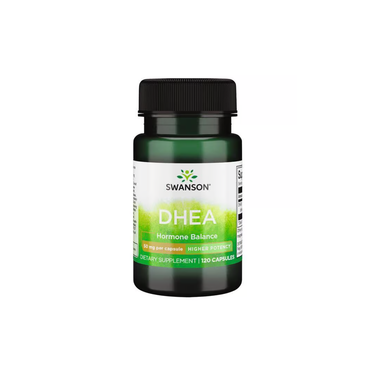 Swanson's DHEA - 50 mg supplement contains 120 capsules designed to help achieve hormonal balance and support bone health.